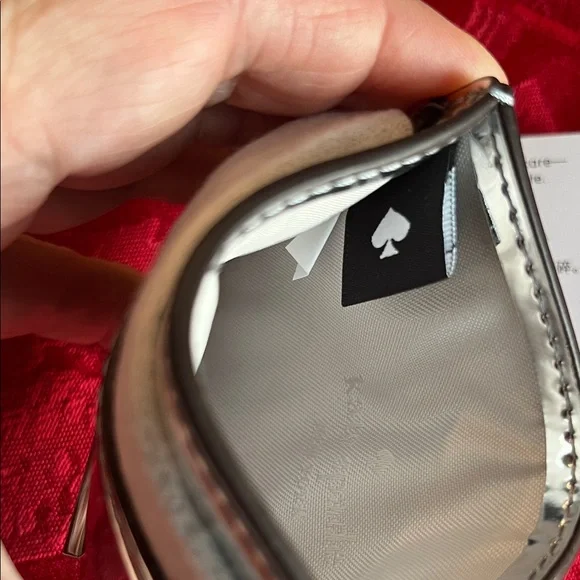 KATE SPADE Bridget Mirror Metallic Slim Card Holder in a Silver Color 4”x3” NWT - Picture 9 of 12